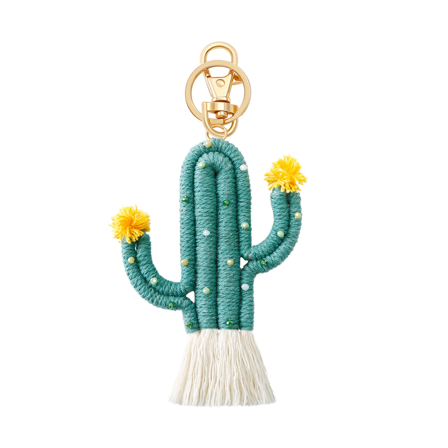 Wholesale Green Plant Cactus Bohemian Rice Bead Handmade High Grade Keychains